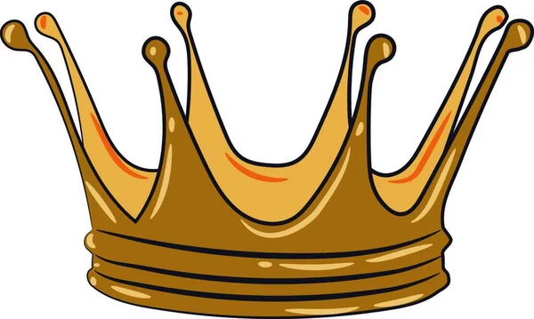 Kraliyet Tarafından Giyilen Altın Parlayan Baş Süsleme Taç Vektör Renk — Stok Vektör