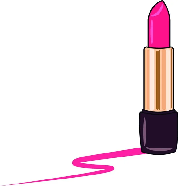 Een Open Roze Lippenstift Met Gouden Lichaam Zwarte Houder Vector — Stockvector