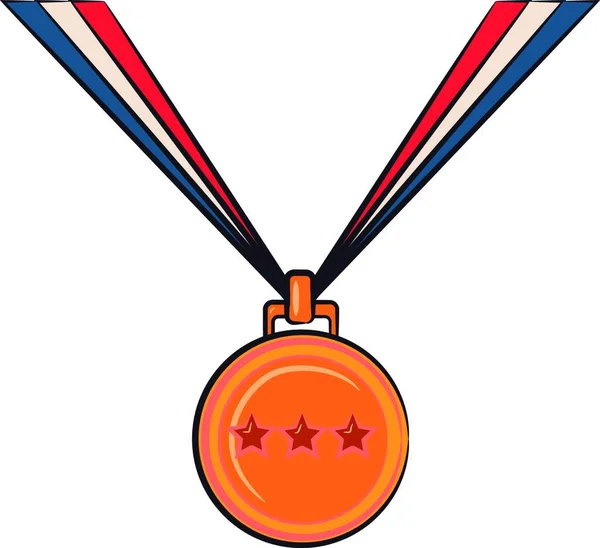 Una Medalla Oro Tres Estrellas Para Dibujo Ilustración Color Vectorial — Vector de stock