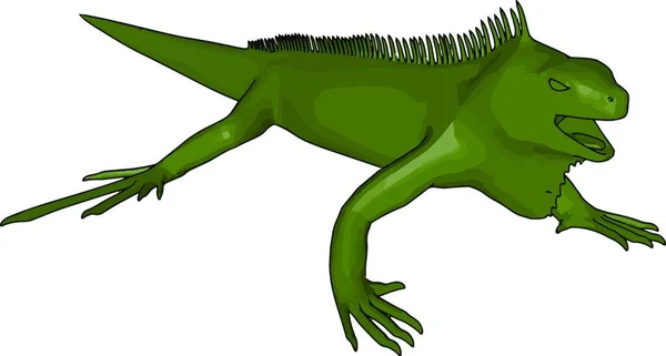 ポートレート または 爬虫類プレデターグリーンのような色でそれは2つの目ベクトルカラー描画またはイラストを持つ非常に危険な動物であります — ストックベクタ