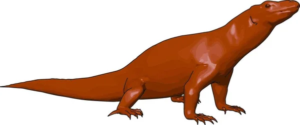 恐龙或野生爬行动物捕食者不是太大看起来很可怕它有四条腿光滑的皮肤和没有头发在身体上 可以跑得很快 以杀死猎物矢量颜色的绘图或插图 — 图库矢量图片