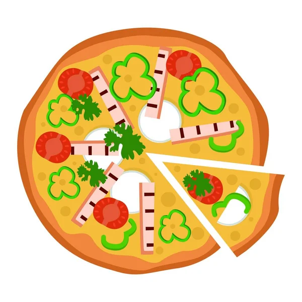 Пицца Овощами Векторной Иллюстрацией Сыра — стоковый вектор