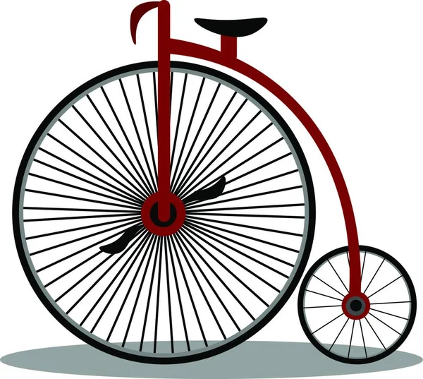 하나의 바퀴와 하나의 그리기 그림오래된 전통적인 자전거 — 스톡 벡터