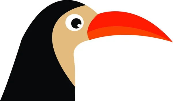 Black Bird Very Long Sharp Orange Beak Vector Color Drawing — Stock Vector