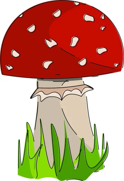 Uma Imagem Cogumelo Cor Vermelha Desenho Vetor Cor Ilustração — Vetor de Stock