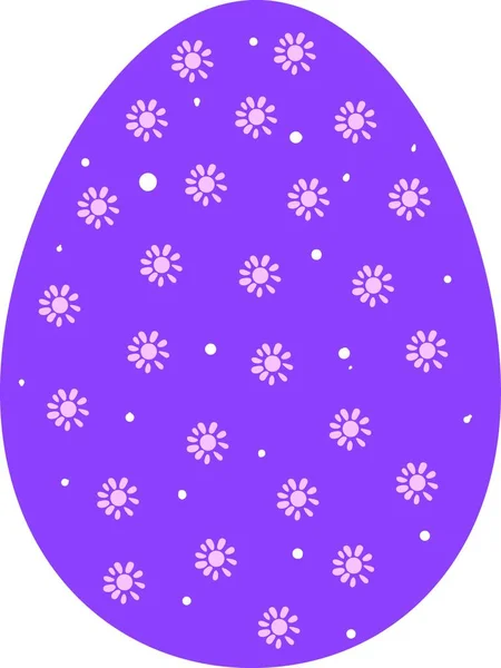 Ένα Πολύχρωμο Πασχαλινό Αυγό Βιολετί Χρώμα Floral Μοτίβα Διανυσματικό Χρώμα — Διανυσματικό Αρχείο