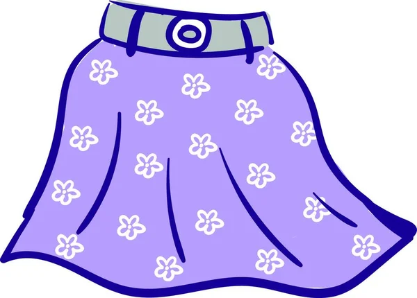 ベクトルカラードローやイラストにベルト付きの紫色の可愛い花柄スカート — ストックベクタ