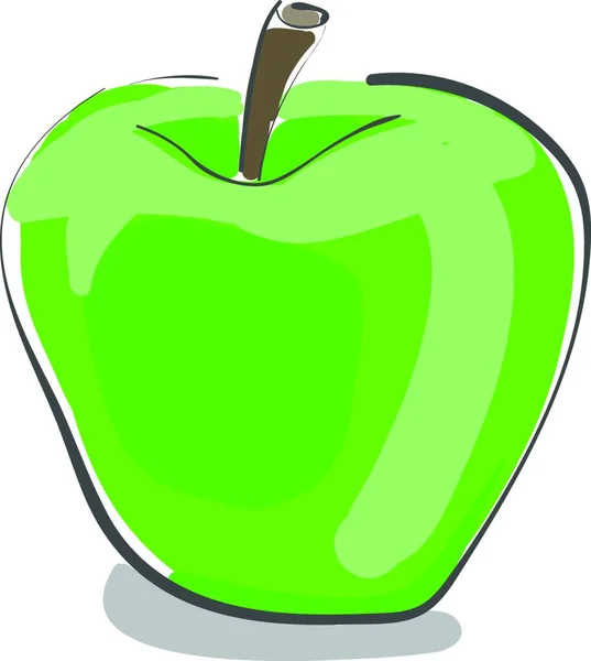 Fresh Green Apple Got Apple Tree Vector Color Drawing Illustration — Stock Vector