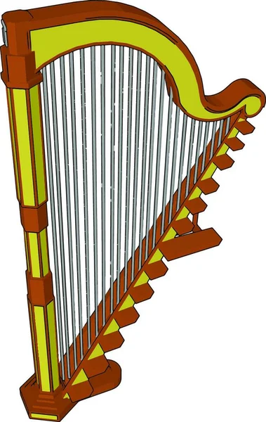 竖琴有链肠尼龙金属的弦或竖琴的一些组合基本的组分是脖子谐振器和串向量颜色图画或例证 — 图库矢量图片