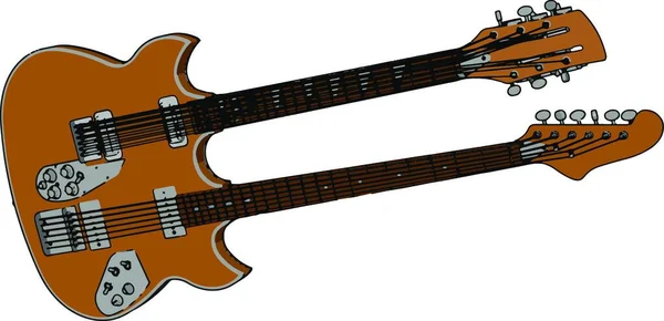 Dvojitá Krční Kytara Hudební Nástroj Používaný Především Rockových Hudebních Koncertních — Stockový vektor