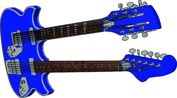 双低音吉他是一种特殊类型的乐器 它有弦 通常玩使用手和手指 它是现代音乐系统矢量彩绘或插图 — 图库矢量图片