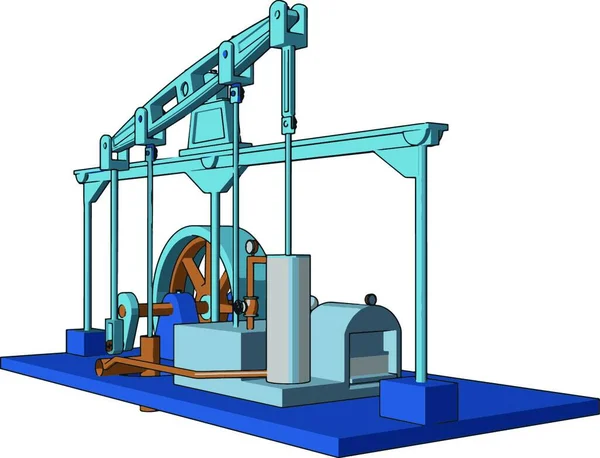 Stoommachine Bediend Door Gebruik Maken Van Kracht Geproduceerd Door Stoomdruk — Stockvector