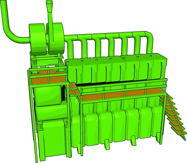 Zielona Maszyna Kolorowa Wygląda Jak Niektóre Silnik Pompy Różnych Przedziałów — Wektor stockowy