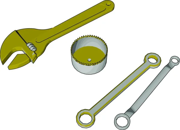 Alat Tangan Yang Digunakan Untuk Mengikat Mur Dan Baut Atau - Stok Vektor