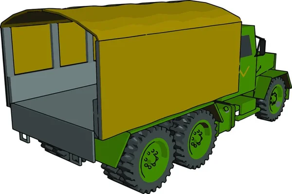 Illustration Camion Vert Blanc Armée — Image vectorielle