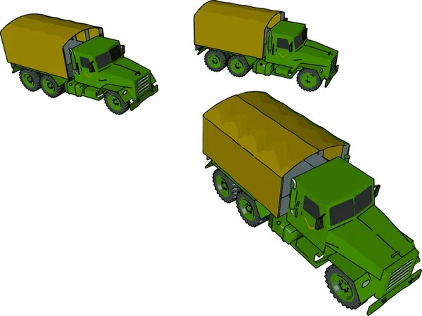 公式のデューティベクトルカラー描画またはイラストを走行するために軍隊や軍隊によって使用される大型車両のようなトラック — ストックベクタ