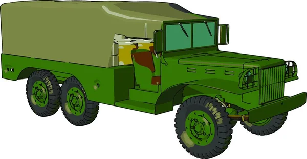 緑の軍用トラックイラスト — ストックベクタ