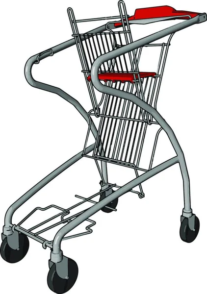 Shopping Cart Folding Position Kept Stationary One Using Time Vector — Stock Vector