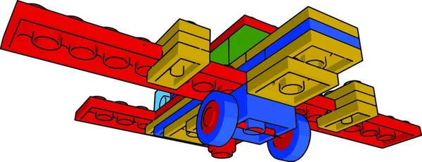 Είναι Ένα Είδος Πολύχρωμο Παιχνίδι Μπλοκ Αεροπλάνο Που Είναι Κανονιστεί — Διανυσματικό Αρχείο