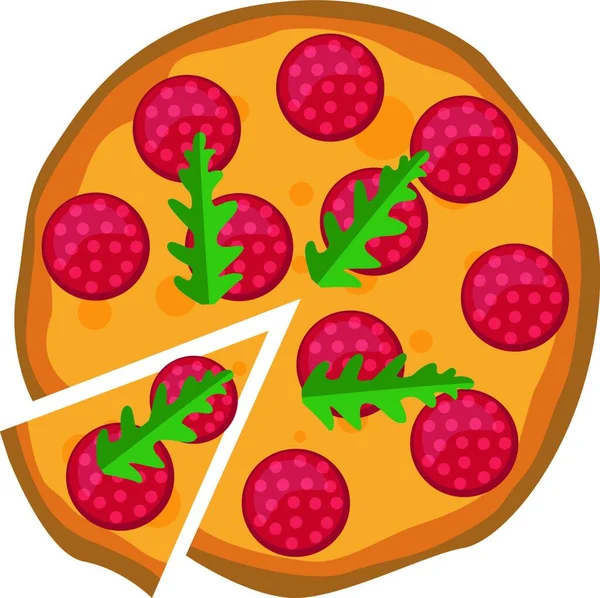 Pizza Con Salami Tomate — Vector de stock