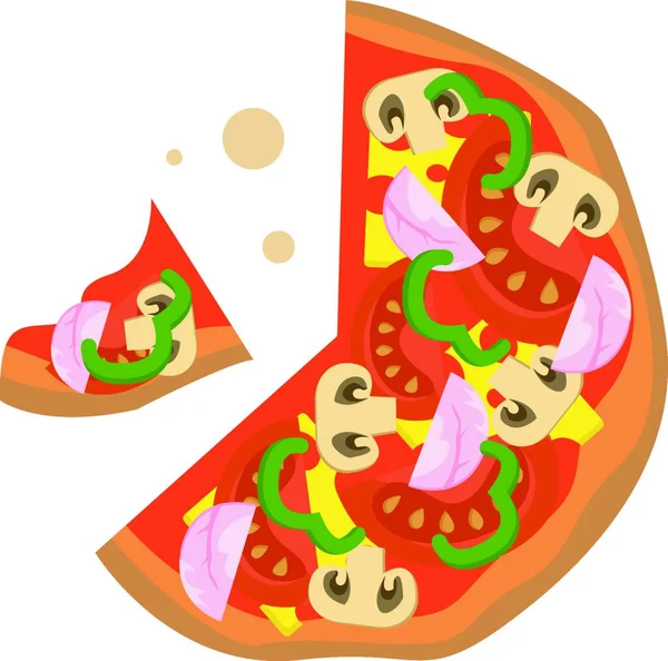 Pizza Con Salsa Tomate Verduras — Vector de stock