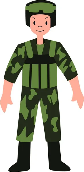 Illustration Vectorielle Personnage Soldat Sur Fond Blanc — Image vectorielle