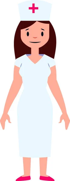Ilustrasi Karakter Perawat Wanita Pada Latar Belakang Putih - Stok Vektor