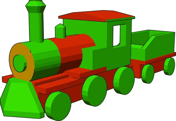 Veelkleurige Aantrekkelijke Toy Rail Motor Met Een Trolley Het Het — Stockvector