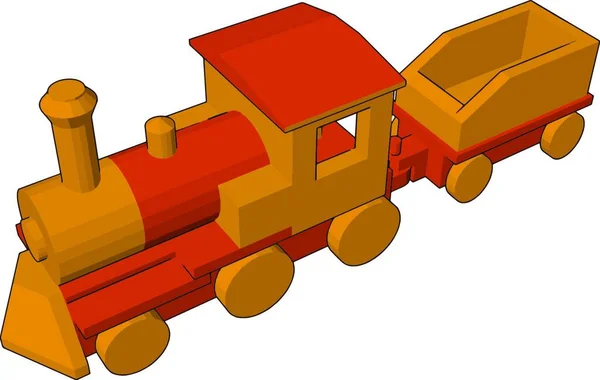 黄色のおもちゃの機関車エンジン非常に魅力的で遊び心のあるベクトルカラー描画またはイラスト — ストックベクタ