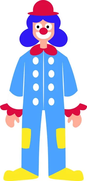 Clown Personnage Costume Coloré Illustration Vectorielle Sur Fond Blanc — Image vectorielle