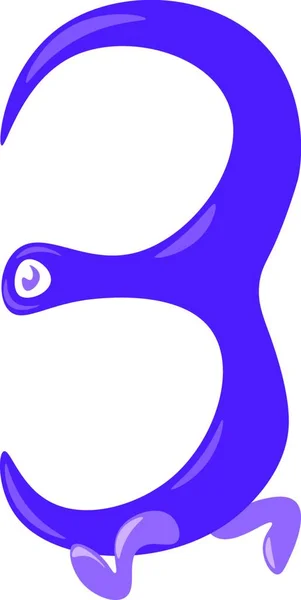 Número Numérico Tres Forma Azul Del Creador Que Camina Dibujo — Vector de stock