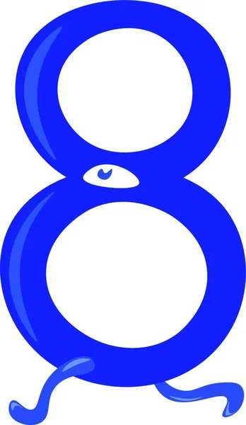 Чисельне Число Вісім Синій Формі Істоти Йде Нозі Векторний Кольоровий — стоковий вектор