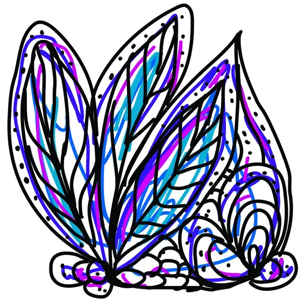 Desenho Colorido Com Poucas Folhas Decorativas Ornamentos Parece Adorável Desenho — Vetor de Stock