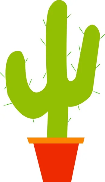 Bentuk Trident Tanaman Kaktus Hijau Adalah Pot Dalam Vektor Warna - Stok Vektor