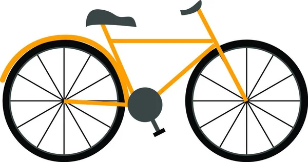 Una Nueva Bicicleta Color Amarillo Con Dos Ruedas Grandes Vector — Vector de stock