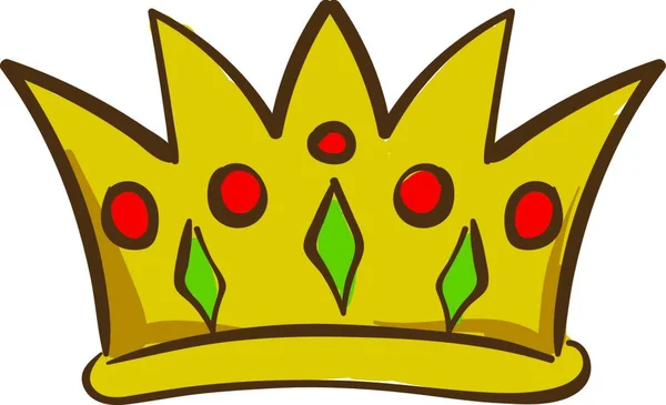 Una Corona Muy Hermosa Rey Con Gemas Vector Dibujo Color — Vector de stock