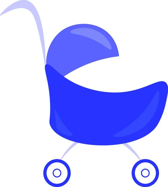 Carrinho Bebê Azul Carrinho Para Desenho Ilustração Confortável Cor Vetor — Vetor de Stock