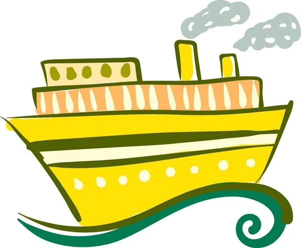 Sárga Hajó Windows Utazik Tenger Vektor Színes Rajz Vagy Illusztráció — Stock Vector