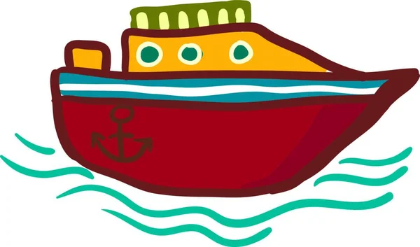 Красная Желтая Современная Яхта Дизайном Якоря Векторном Рисунке Иллюстрации — стоковый вектор