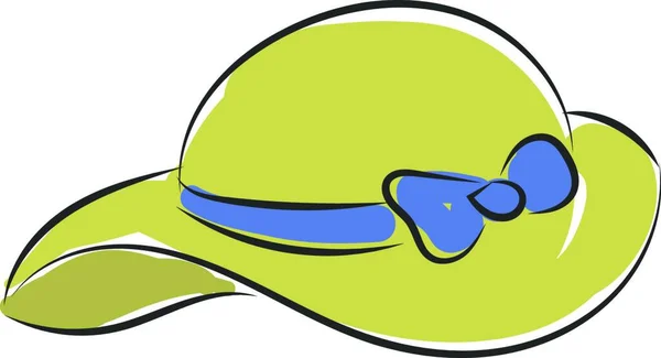 Sombrero Amarillo Verde Para Mar Con Cinta Azul Vector Dibujo — Archivo Imágenes Vectoriales