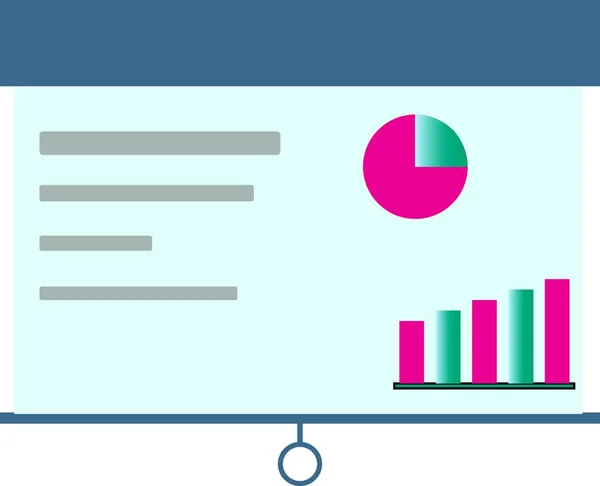 Ein Präsentationsbildschirm Mit Verschiedenen Diagrammen Und Diagrammen Die Die Farbzeichnung — Stockvektor