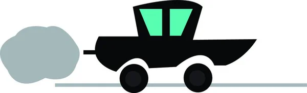 道路ベクトルのカラー描画またはイラストに煙を発する車のクリップアート — ストックベクタ