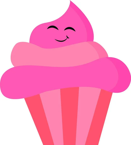 Cupcake Rosa Due Strati Con Crema Rosa Sulla Parte Superiore — Vettoriale Stock