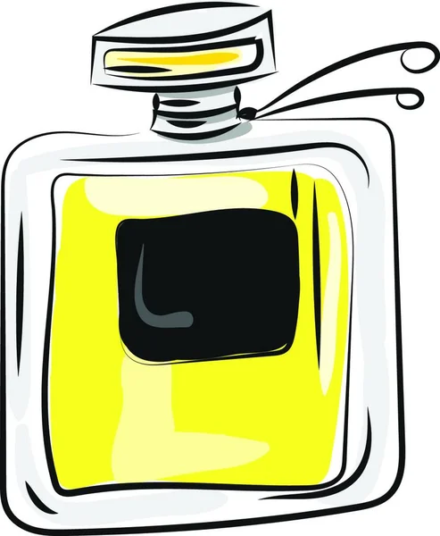 Парфюм Желтого Цвета Квадратной Стеклянной Бутылке Крышкой Вектором Цветным Рисунком — стоковый вектор