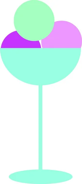 風味ベクトルの色の描画またはイラストの3つの異なるスクープを持つ背の高いアイスクリームボウル — ストックベクタ