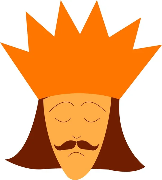 Ein Junger König Mit Großem Schnurrbart Trägt Eine Goldene Kronenvektorzeichnung — Stockvektor