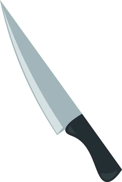 ベクターカラーの描画またはイラストレーションを切断するためにキッチンで使用される鋭いスチールブレードナイフ — ストックベクタ