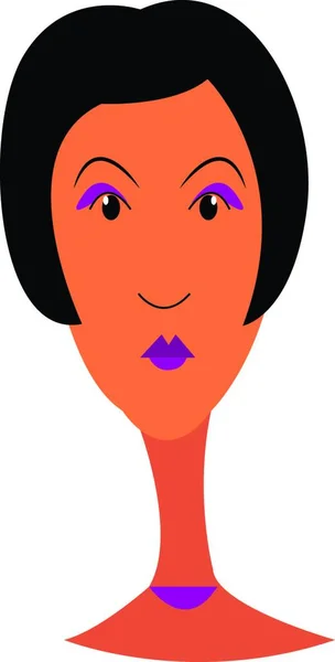 Portrait Une Dame Aux Cheveux Courts Belle Couleur Pourpre Maquillage — Image vectorielle