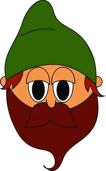 Гнома Зеленою Шапочкою Бородою Ілюстрація Вектор Білому Тлі — стоковий вектор