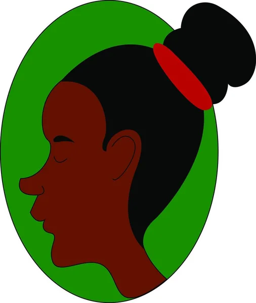 Mignon Profil Fille Noire Illustration Vecteur Sur Fond Blanc — Image vectorielle